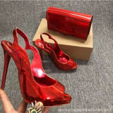Louboutin-style red bottom shoes european station cl red bottom high heels pointed toe super high heel stiletto spring & fallflats women's shoes flatsexportplus size shoes