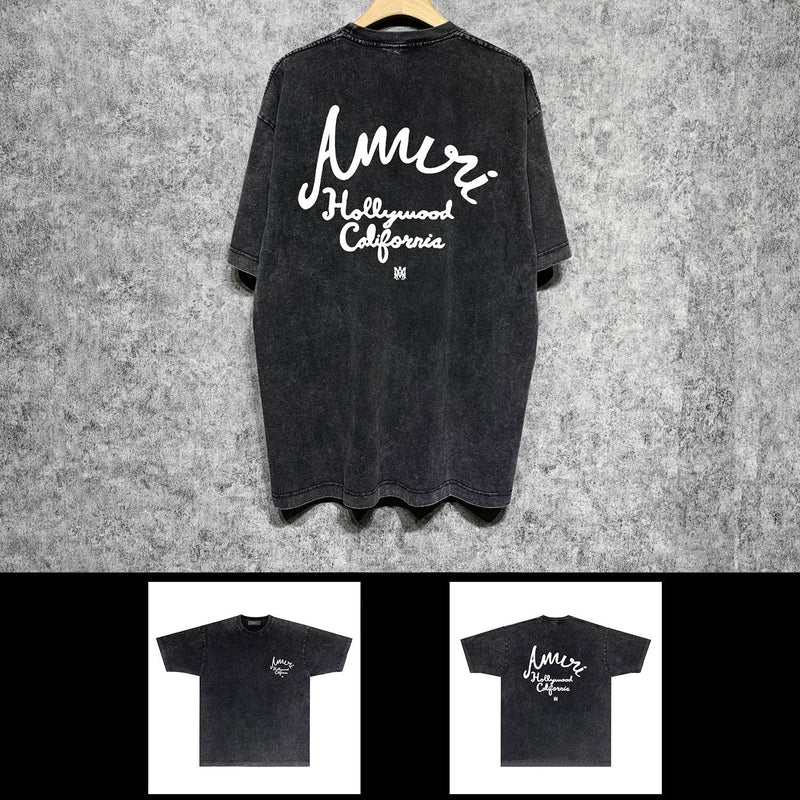 Amiri washed t-shirt hollywood letterprinting short sleeves