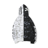 Shark Print Hoodie Fashion Brand Skull Dark Black Black And White Color Matching Yin And Yang Sweater Male And Female Couples Wear Spring And Autumn Coat