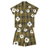 Denim Tears Shirt & Shorts 2 Piece Set Kapok Plaid Short Sleeve