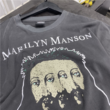 Marilyn Manson T Shirt Vintage Short Sleeve Loose Style Fog Men and Women Same Style