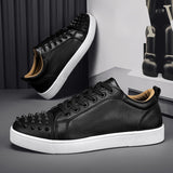 Louboutin-style red bottom shoes mencl red bottom rivet casual shoes casual social boy sneakers fashiontrendy real microfiber leather shoes white shoes
