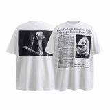 SAINT MICHAEL Vintage T Shirt Kurt Cobain Black and White Newspaper Portrait Short Sleeve