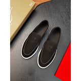 Louboutin-style red bottom shoes cl red bottom genuine leather loafers men business casual slip-on shoes easiest for matchplaid slip-on men's shoes