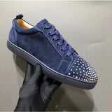 Louboutin-style red bottom shoes, popular european station cl red bottom shoes, electric embroidery style, low-top high-top men's shoes, red bottom couple, trendy rivets, casualtie back
