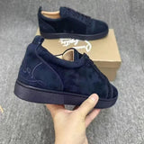 Louboutin-style red bottom shoes european station export model: cl red bottom studded shoes embroider men's sneakers black casualcouple model