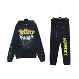 Sp5der Hoodie & Sweatpants 2 Piece Set Cobweb Puff Print Pure Cotton