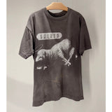 Men Vintage T-Shirts Vintage Washed Old Graffiti Loose Crew Neck Short Sleeves