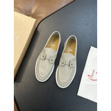Louboutin-style red bottom shoes: original standard original box top version cl handmade genuine leather shoes mencasual shoes slip-on beanie shoes red bottom loafers