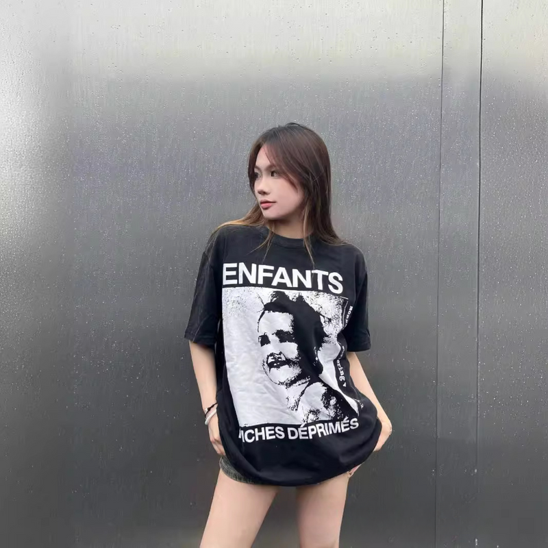 ERD T Shirts Summer Washed Children's Printed Short Sleeve Loose