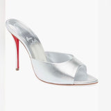 Louboutin-style red bottom shoes cmexport pointed toe cl high heels red super high heel women's stiletto open toe half drag red bottom sandals