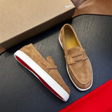 Louboutin-style red bottom shoes cl red bottom shoes mencasual loafers genuine leather slip-on loafers fashioneasiest for matchcasual shoes