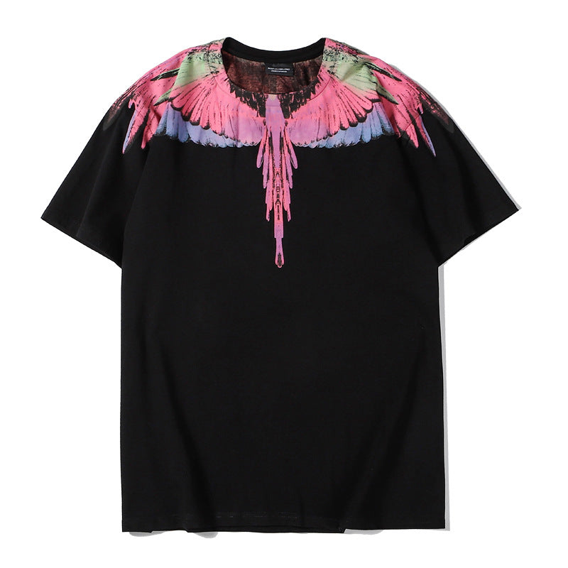 Marcelo Burlon T Shirt MB Pink Wings Pattern Men and Women Same Style Pure Cotton