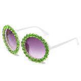 Trendy punk glasses diamond round frame sunscreen