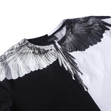 Marcelo Burlon T Shirt Black and White Stitching Wings Pattern for Men and Women