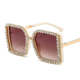 Trendy punk glasses diamond-encrusted uv protection