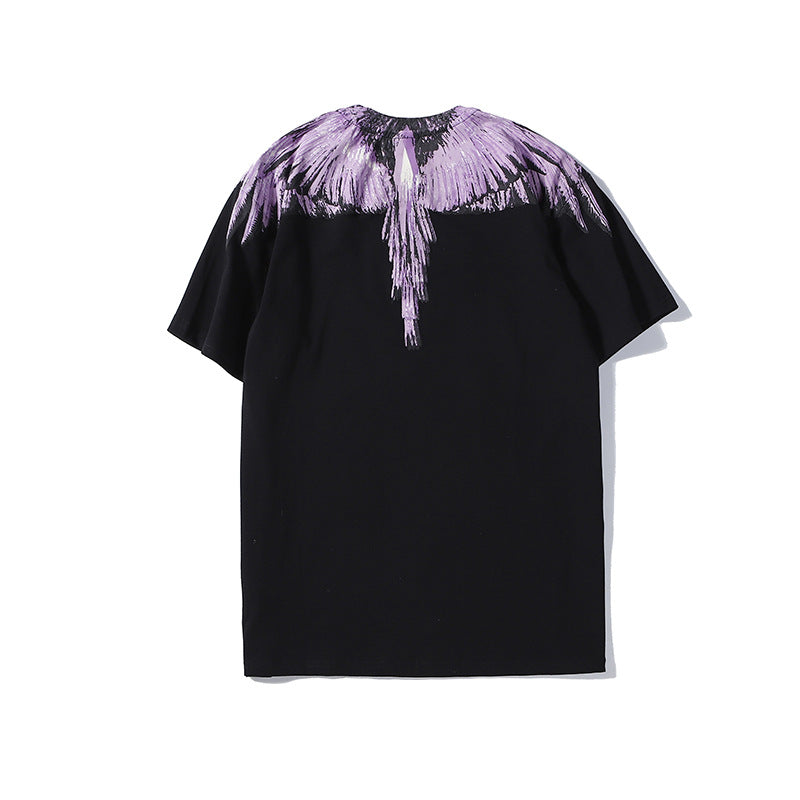 Marcelo Burlon T Shirt MB Violet Wings Pattern Pure Cotton Men and Women Same Style