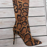 Louboutin-style red bottom shoes clsexy leopard print women's boots sheep velvet suede women's stiletto boots casualfashion wholesale in stock upper