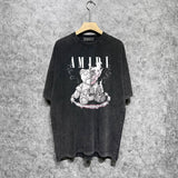 Amiri washed t-shirt teddy bear printing short sleeves