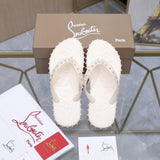 Louboutin-style red bottom shoes cl popular in stock red bottom rivets non-slip flat bottom flat heel flip-flops beach flip-flops outdoor couple factory wholesale