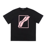We11 Done T Shirts Color Checkered Logo Letter Offset T-shirt Solid Color Loose