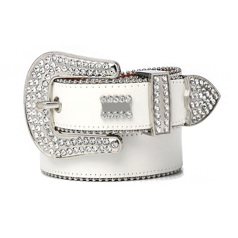 Hip-hop punk rhinestone belt full diamond alloy pin buckle punk style