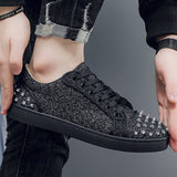 Louboutin-style red bottom shoes mencl red bottom casual shoes spiritual social boy sneakers fashiontrendystuds hot diamond nightclub leather shoes