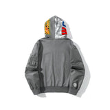 Shark Print Hoodie Digital Pixels Camouflage Color Matching Cap Jacket Sleeve Sweater Hooded Zipper Cardigan Outerwear