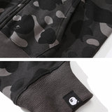 Bathing Ape Hoodie Camouflage Shark Text Embroidered Cardigan Hooded Sweater Jacket