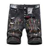 DSQ2 Short Jeans Ripped Patch Slim-fit Stretch Denim Shorts