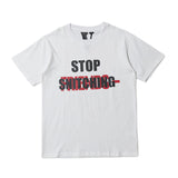 Vlone T Shirts Vlone No Cap High Street Large V-Shaped Female Print Hip Hop Loose Short Sleeve T-shirt for Men and Women