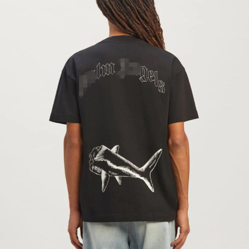 Palm Angels T Shirts Sketch Break Shark Alphabet Short Sleeve T-Shirt