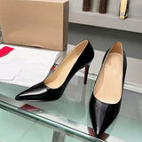 Louboutin-style red bottom shoes exportcl red bottom high heels women's stiletto pointed patent leather flatsfashionsexy style flats