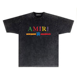 Amiri Washed Distressed T Shirt Printed Trendy Pure Cotton