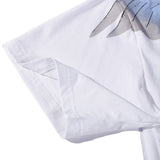 Marcelo Burlon T Shirt MB Gray and Blue Contrast Color Wings Pattern Same Style for Men and Women