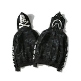 Shark Print Hoodie Fashion Brand Shark Skull Dark Sweater Street Fashion Large Size Coat