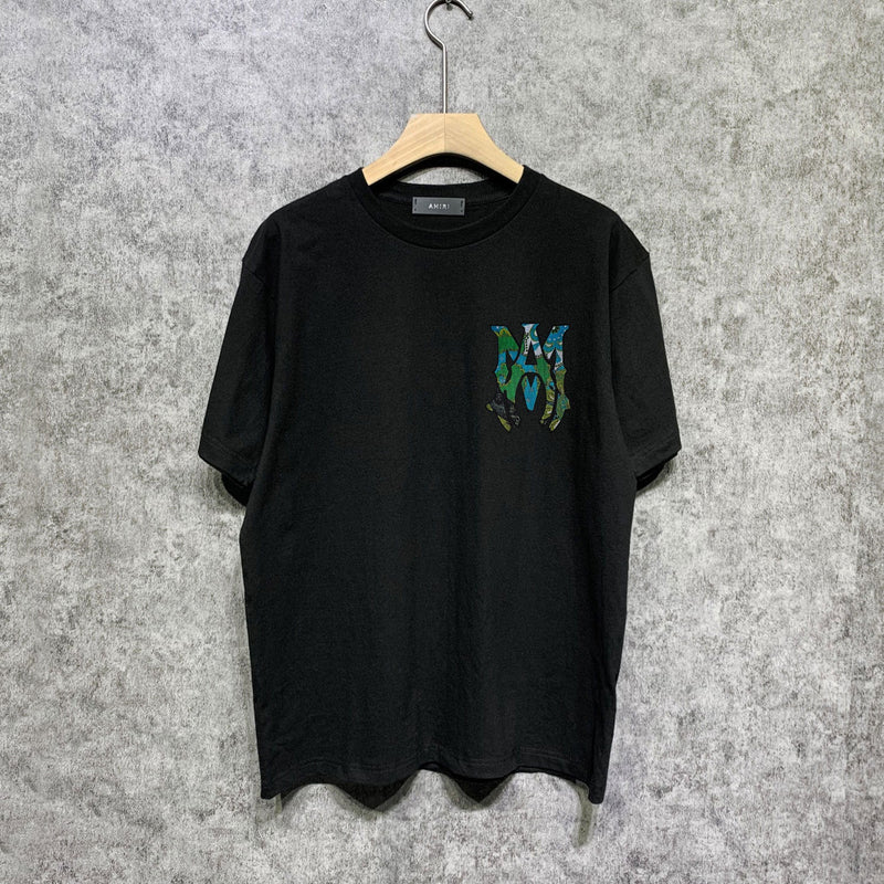 Amiri t shirts camouflage letterprinting short sleeves
