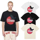 Rhude T Shirt Black Dove Letter Print Short Sleeve T-Shirt