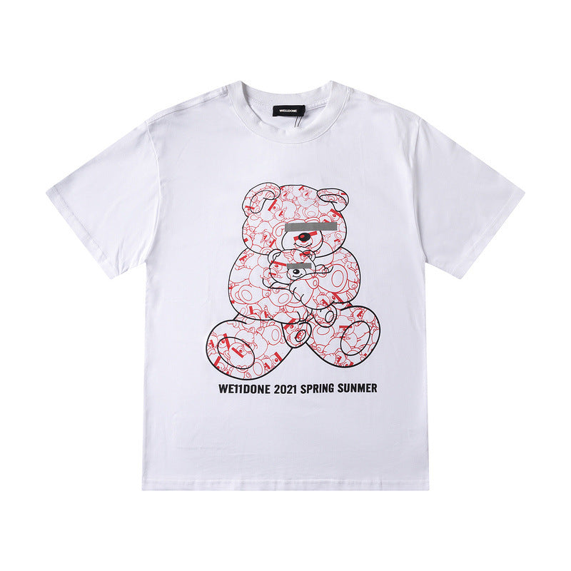 We11 Done T Shirt Bear Pattern Men's and Women's Same Summer Casual