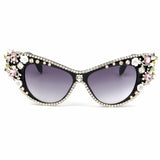 Trendy punk glasses cat eyes with diamonds