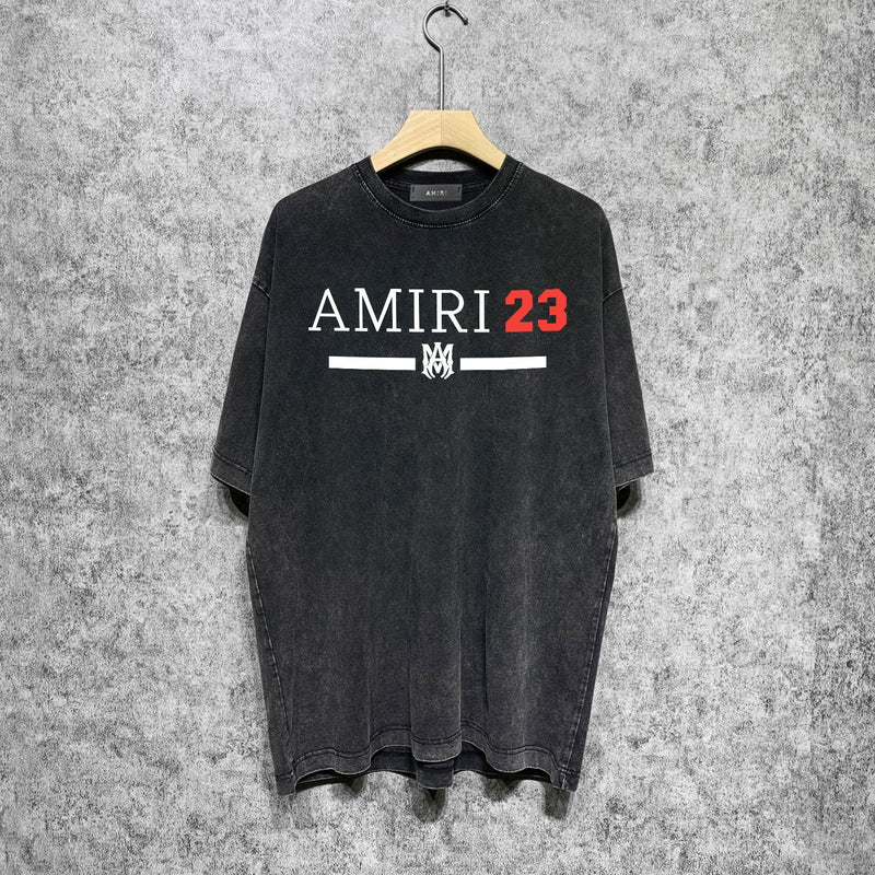 Amiri washed t-shirt red font printing short sleeves