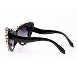 Trendy punk glasses cat eyes with diamonds