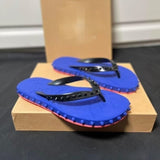 Louboutin-style red bottom shoes cl popular in stock red bottom rivets non-slip flat bottom flat heel flip-flops beach flip-flops outdoor couple factory wholesale