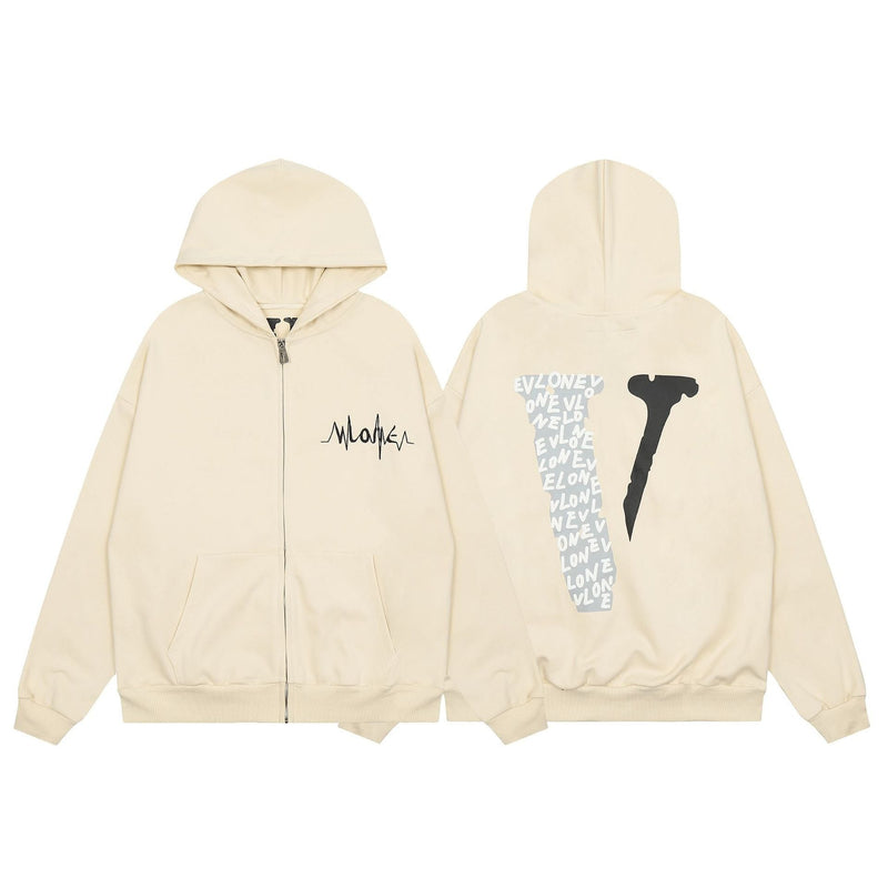 Vlone Hoodie autumn and winter electrocardiogram big V letter