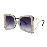 Trendy punk glasses diamond square frame uv protection