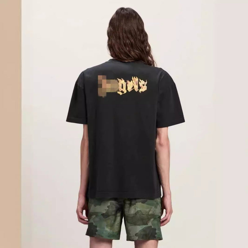 Palm Angels T Shirts Flame Letter Logo Short Sleeve T-Shirt