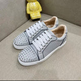 Louboutin-style red bottom shoes cl rivet shoes men's shoes casual shoes sneakers flats men's women's shoes rhinestone low-top sneakers couple red bottom shoes