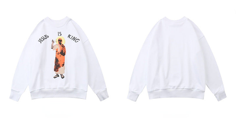 Jesus Is King T Shirt Casual Loose round Neck Sweatshirt