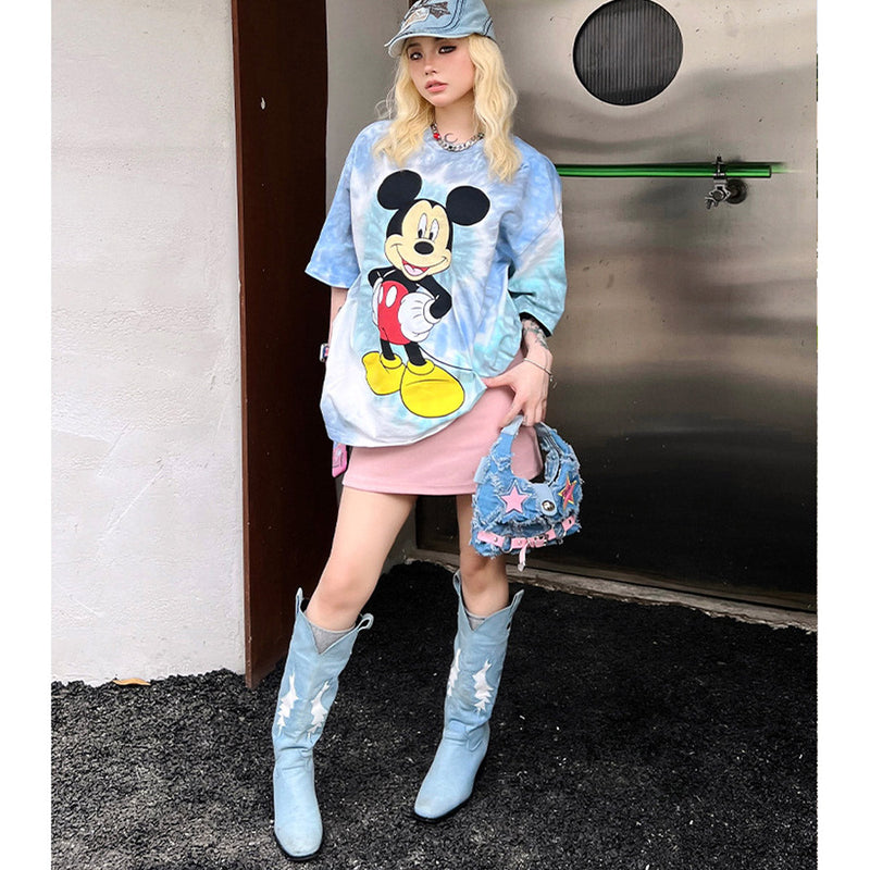 Unisex T-Shirts Mickey Pattern Cotton Loose T-Shirt
