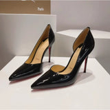 Louboutin-style red bottom shoes fashionclassy style side empty cl red bottom side empty high heels sexy pointed toe flats single shoes stiletto shoes women's shoes